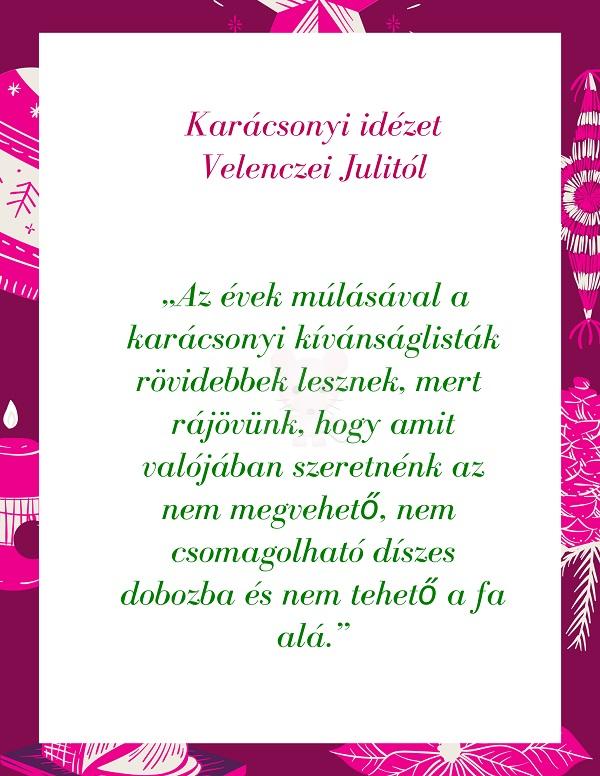 Karácsonyi idézet Velenczei Julitól